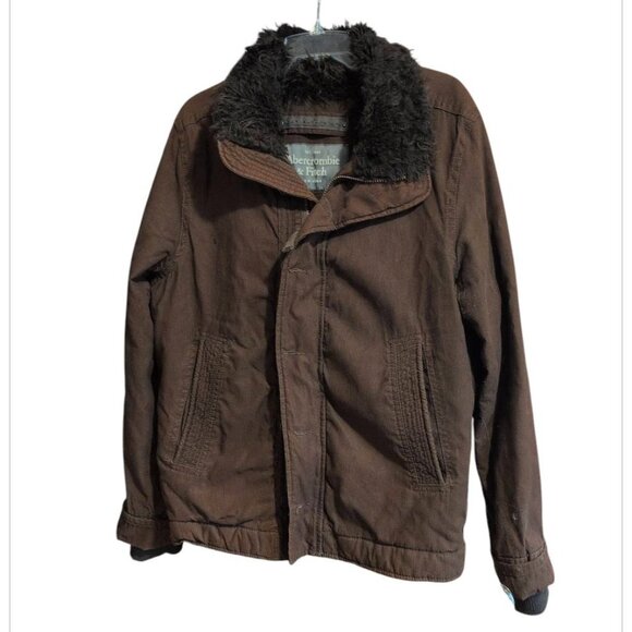 Y2K Abercrombie & Fitch Adirondack Coat Heavy Sherpa - Lined Men's Medium zip up - Picture 1 of 8
